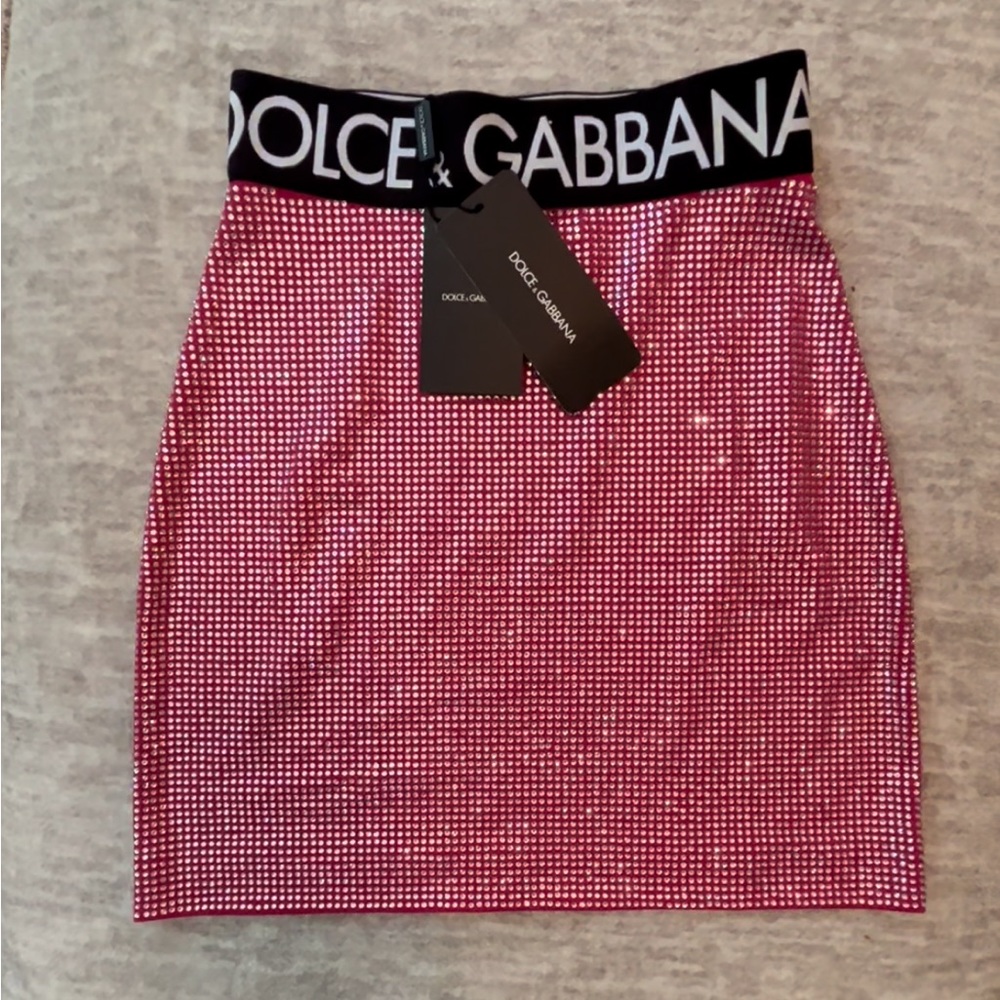 NWT Dolce & Gabbana Pink Crystal Embellished Mini Skirt Size 36 (0/XS) $5,645